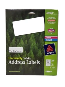 Etichette indirizzi bianche Avery Eco Friendly per laser e getto d'inchiostro #48860 300 totali nuove con scatola - Foto 1 di 6