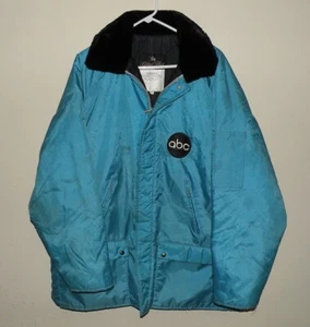 Vtg 70’s ABC Wide World Sports Men’s XL Quilted Nylon Zipper Reporter Coat Blue - Picture 1 of 3