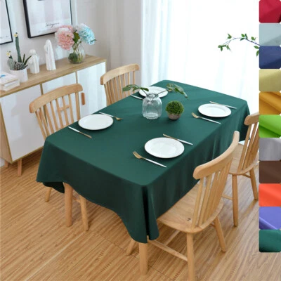 Cotton Linen Square Tablecloth Garden Dining Kitchen Tableware Party Decoration - Image 1 of 4