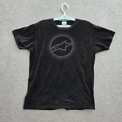 Camisa Alpinestar Hombre L Negra Estrella Manga Corta Logo Algodón Patinador Moto Y2K Foto 1 de 4