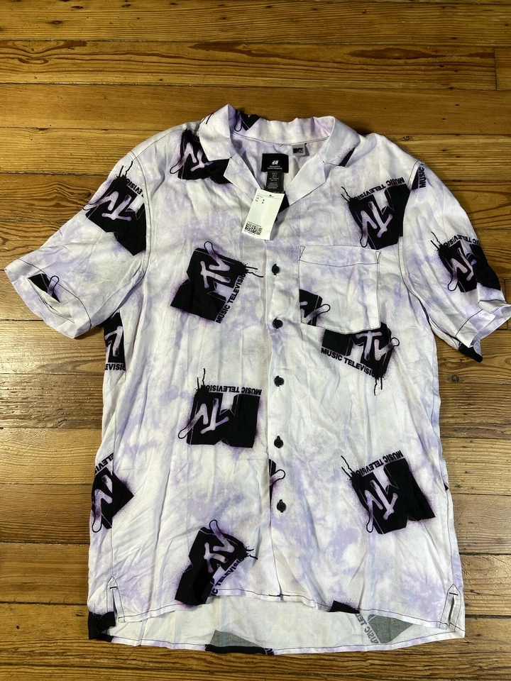 h&m mtv collab button down shirt nwt mans size small - Image 1 of 1