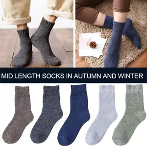 5 Pairs of Men's Winter Super Thick Plush Mid Length 2025 Socks SoftWarm P7J6 - Picture 1 of 12