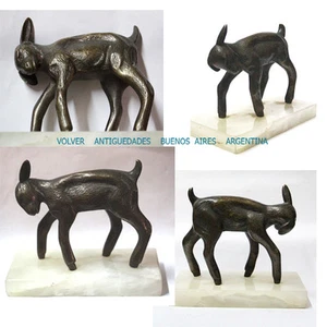 Lovely old baby lamb bronze figure marble base 14 cm x 12 cm x 4 cm - Picture 1 of 6