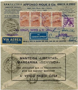 BRASILIEN 1934 CONDOR ZEPPELIN ETIKETTE GEDRUCKT WERBUNG TRANSATLANTIKFLUG - Bild 1 von 1