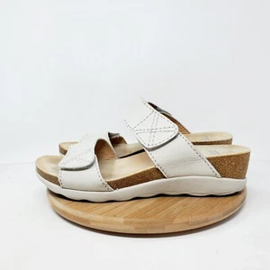 Dansko Sandalen Damen 39 Off White Leder Keilabsatz Komfort Pantoletten Riemen Maddy Schuh - Bild 1 von 14