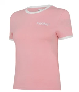 SoulCal Embroidered Ringer T Shirt Womens Pink Size UK 8 #REF11 - Picture 1 of 1