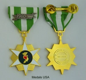 Medalla RVN Campaña Vietnam Tamaño Completo, Con Fecha y Barra de Montaje Estilo Guerra de Vietnam - Imagen 1 de 1
