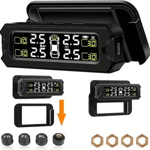 Car Wireless TPMS LCD Tire Pressure Monitoring System + 4 External Sensors Black - Picture 1 of 20