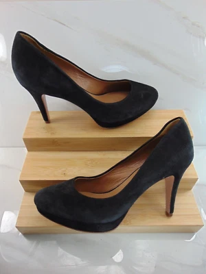 BOMBA PLATAFORMA TACÓN ALTO GAMUZA NEGRO MEDIANOCHE ELIE TAHARI EURO 39 1/2 M Foto 1 de 4