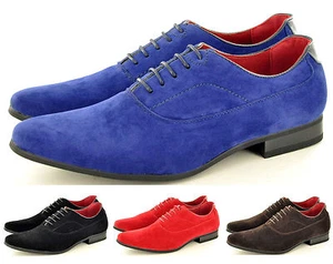 New Mens Casual Formal Lace Up Brogue Fashion Faux Suede Shoes In UK Sizes 6-12 - Picture 1 of 33