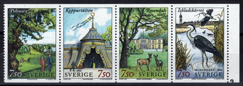 Sweden 1996 Birds - animals - art - architecture MNH (from booklet) - Image 1 of 1