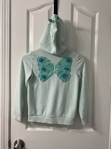 CAT & JACK Zip Up Embroidered Butterfly Blue Sweatshirt Hoodie Girl's Medium 7/8 - Picture 1 of 5