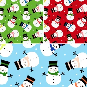 Polycotton Fabric Christmas Smiley Snowman Happy Snow Fun Colourful Scarves - Picture 1 of 3