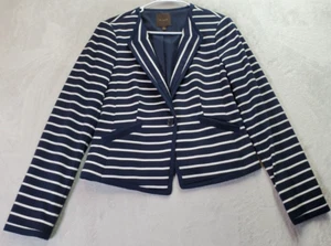 The Limited Blazer Jacket Womens Medium Navy Striped Single Breasted One Button - Picture 1 of 9