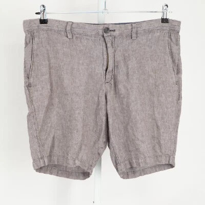 Shorts masculino Banana Republic 35 cinza urze mistura de linho curto Aiden - Imagem 1 de 4