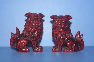 Fu dog Foo dog Red Shishi Marble Lucky God (talismano) Giappone 104 - Foto 1 di 6