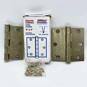 1 Paar mit Schrauben 512 National VIERKANT ECKE STAHLSCHARNIERE VOLL EINSTECKBAR stumpf Messing - Bild 1 von 15