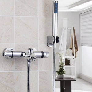Grifos mezcladores de cabezal de ducha de valor termostato cromado para baño montaje en pared - Imagen 1 de 7