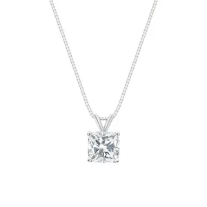 Collar colgante de diamantes cultivados creado en laboratorio con cojín de 2 quilates de oro blanco de 14 quilates IGI F/VS - Imagen 1 de 3