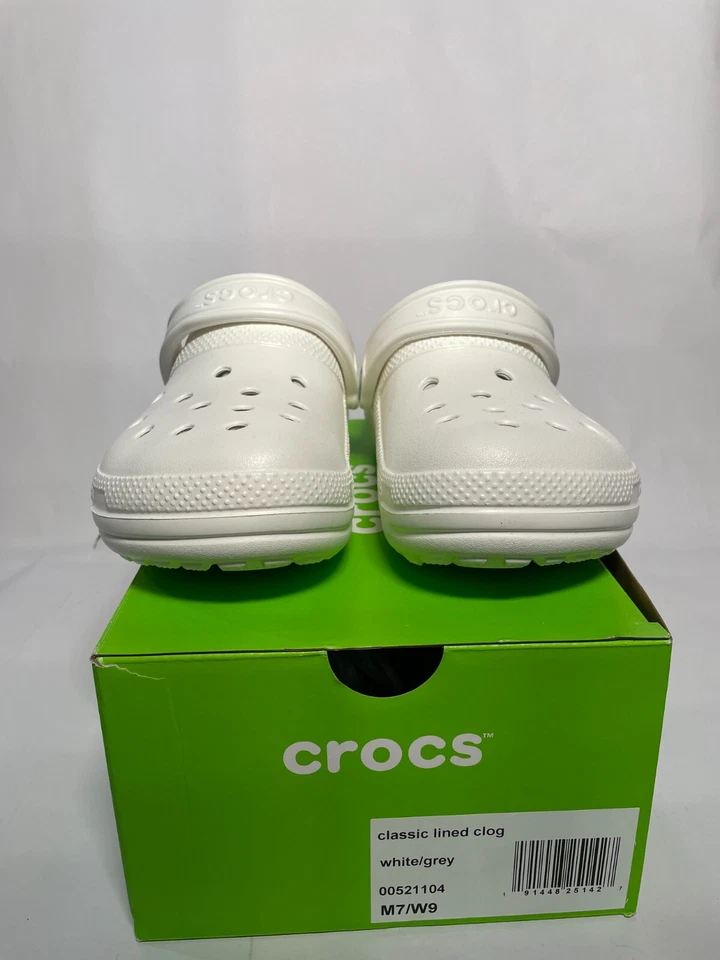 Crocs Women's Shoes Fuzz-lined Rubber Closed Toe Slip on White/grey Size U4ho