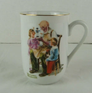 1982 Vintage Norman Rockwell "The Toy Maker" Kaffee Tee Becher Tasse Goldrand - Bild 1 von 4