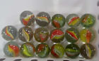 Lot of 8 Vintage Cats Eye 3 Color 6 Vane Marbles Yellow Red White #MK-055