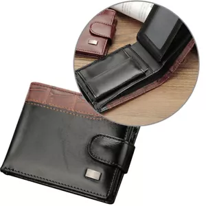 Para hombre Plegable Cuero Botones Cortos Billetera Portatarjetas de Identificación Estuche Monedas Bolsillo Cartera - Imagen 1 de 13