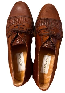 Zapatos Mezlan Marrón Cancún Cuero Tejido de Cesta Gorra Puntera Valencia Oxford España 9W - Imagen 1 de 13