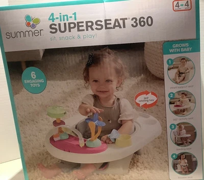 Superasiento Verano 4 en 1 360 Alimentación, Actividad y Asiento Elevador Rosa Foto 1 de 4