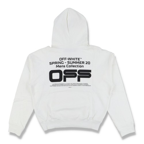 Felpa con cappuccio oversize Off White bianca linea ondulata logo Taglia M SS20 PREZZO AL PUBBLICO $570