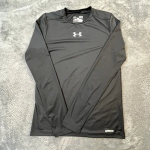 Under Armour Shirt Youth Large Long Sleeve Base Layer Heat Gear Black Ski Sports - Picture 1 of 7