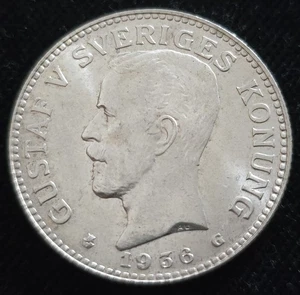 MDS SCHWEDEN SWEDEN 2 KRONEN 1936 G "GUSTAF V", SILBER  #PS2 - Bild 1 von 2