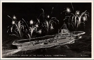 Foto postal 1953 "CORONATION REVIEW OF THE FLOET" RPPC - H.M.S. INDOMABLE - Imagen 1 de 2