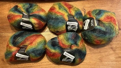 Prisma 82% Mohair  18% Poly Yarn Gradient Multi Color 5 Rolls Made Germany Knit - Image 1 of 4