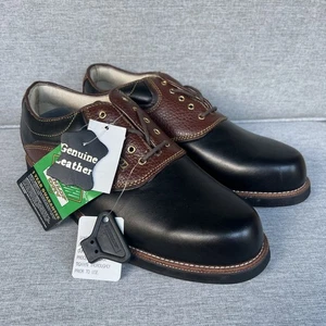 Dunlop Golfschuh Herren Größe 10 PGA Tour Style schwarz braun Leder Softspikes NEU - Bild 1 von 20