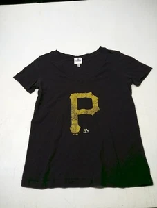 Pittsburgh Pirates Big P Logo T Shirt Women’s Majestic Fan Fashion Black XXL - Picture 1 of 5