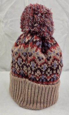 Новый с Ярлыками Free People первый мороз Fair Isle Beanie слоновой кости, красный, фиолетовый Pom Pom шляпа - Изображение 1 из 4