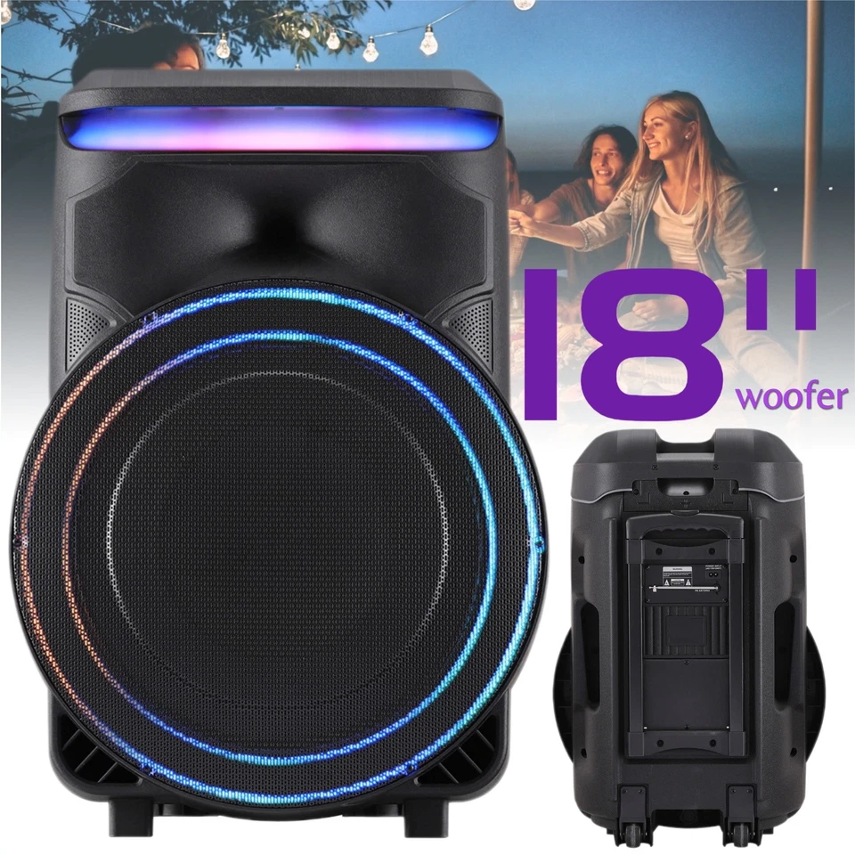 18500W 18'' Portable Bluetooth Speaker Sub Woofer Heavy Bass Sound System & Mic - Image 1 of 4