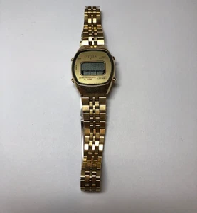 UNGEPRÜFT BRAUCHT BATTERIE Vintage Citizen Chronograph Damenuhr goldfarben digital - Bild 1 von 7