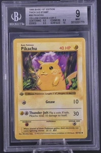 Pikachu 058/102 1st Edition (Shadowless) Yellow Cheeks BGS 9 - Fresh Cert - Picture 1 of 2