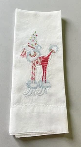 Patience Brewster Horse in Heels Embroidered Linen Christmas Hand Towel (23x13") - Picture 1 of 7