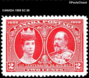 CANADA 1908 SC 98 KING EDWARD VII & QUEEN ALEXANDRA  2¢ CARMINE MNH OG VF/XF - Picture 1 of 2