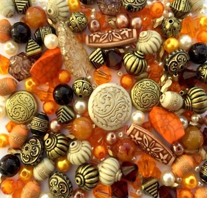 Paquete grande de cuentas naranjas para hacer joyas 80 g - Imagen 1 de 2