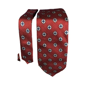 Britches of Georgetown Silk Geometric Red Blue Silver Neck Tie Necktie - Picture 1 of 5