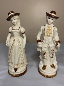 Vintage Ceramic Couple White/Brown Figurine Statues Decor 19cm - Bild 1 von 21
