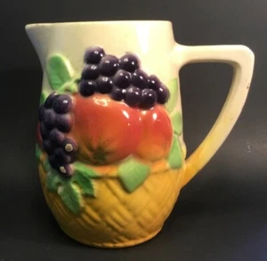 Antique French “Fruit in a Basket” Majolica Pitcher by St. Clement c.1900 - Picture 1 of 12