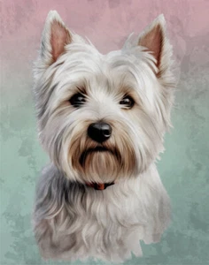 Westie West Highland Terrier Dog Print, Dog Poster, 8x10 11X14 Watercolor Style - Picture 1 of 3
