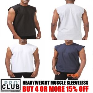 PRO CLUB SLEEVELESS T SHIRTS MENS HEAVYWEIGHT MUSCLE TANK TOP BIG AND TALL M-7XL