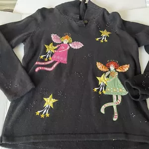 Quacker Factory Embellished Fairies & Stars Sweater Size 1X Womens Beads Sequins - Picture 1 of 9