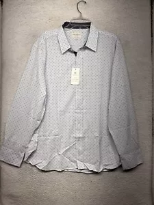 CON.STRUCT Shirt Mens 2XL XXL Slim Fit Blue Geometric Button Long Sleeve Stretch - Picture 1 of 11